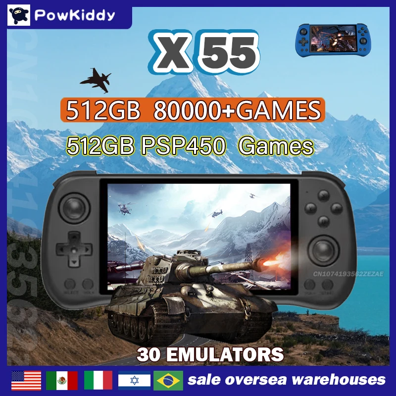 Retro Gaming Upscaler - 80000 Oyunlar 512G POWKIDDY X55 5.5