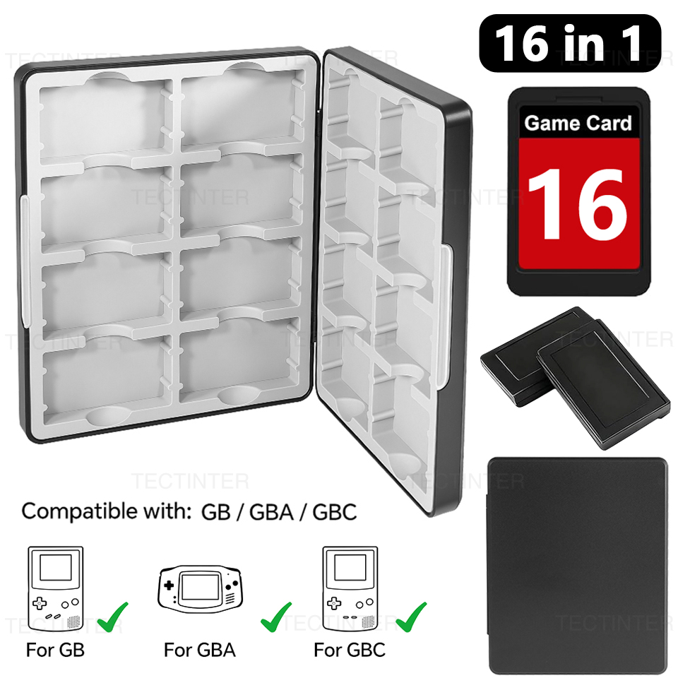 Game Boy Cartridge Holder - Taşınabilir 16 in 1 Oyun Kartı