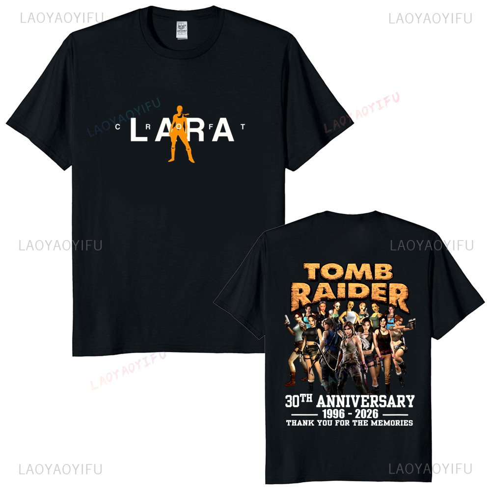 Retro Gaming T Shirt - Tomb Raider 30. Yıldönümü Unisex Vintage