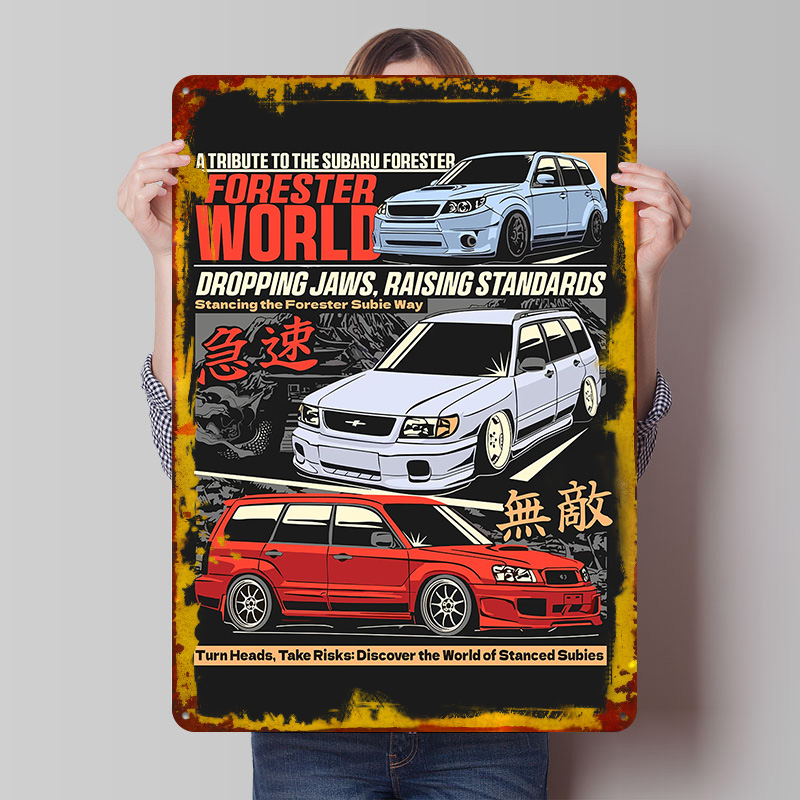World Of Retro Gaming - Spor Araba Forester Dünya Metal Posteri