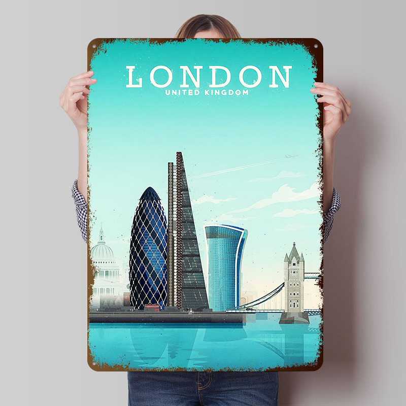 Retro Gaming London - Londra Seyahat Metal Poster Özel Duvar