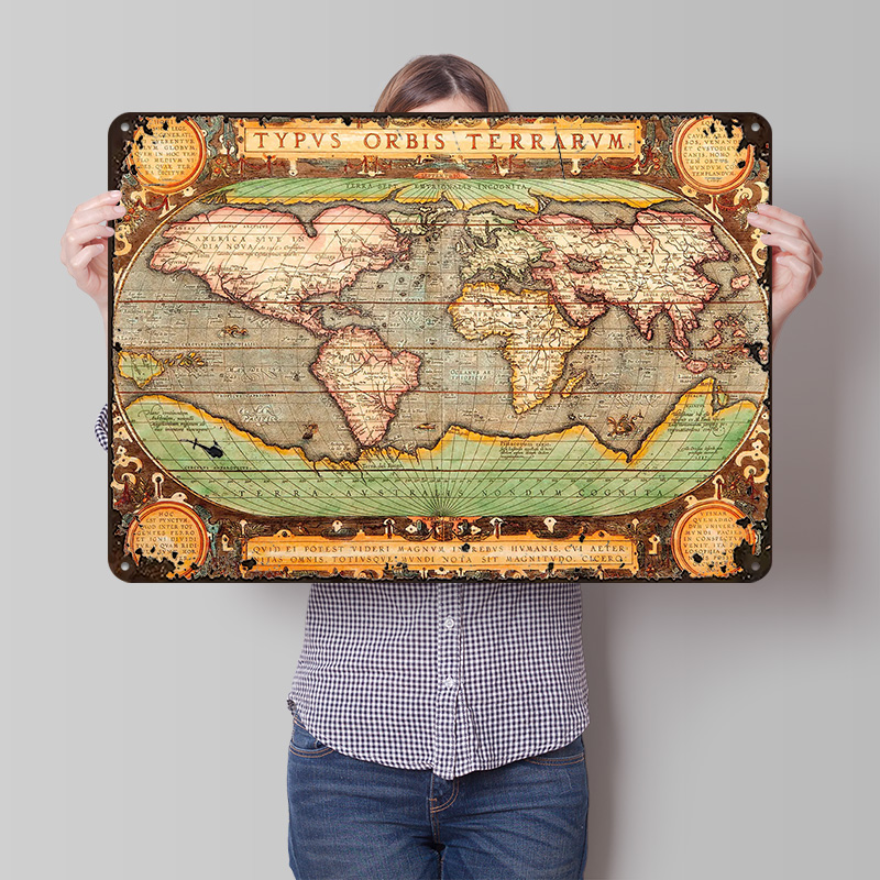 World Of Retro Gaming - Eski Dünya Haritası Baskılı Poster Özelleştirilmiş