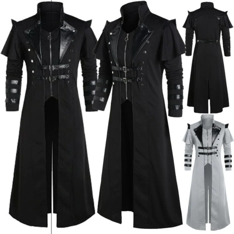 Retro Gaming Jacket - Vintage erkek gotik Steampunk uzun ceket