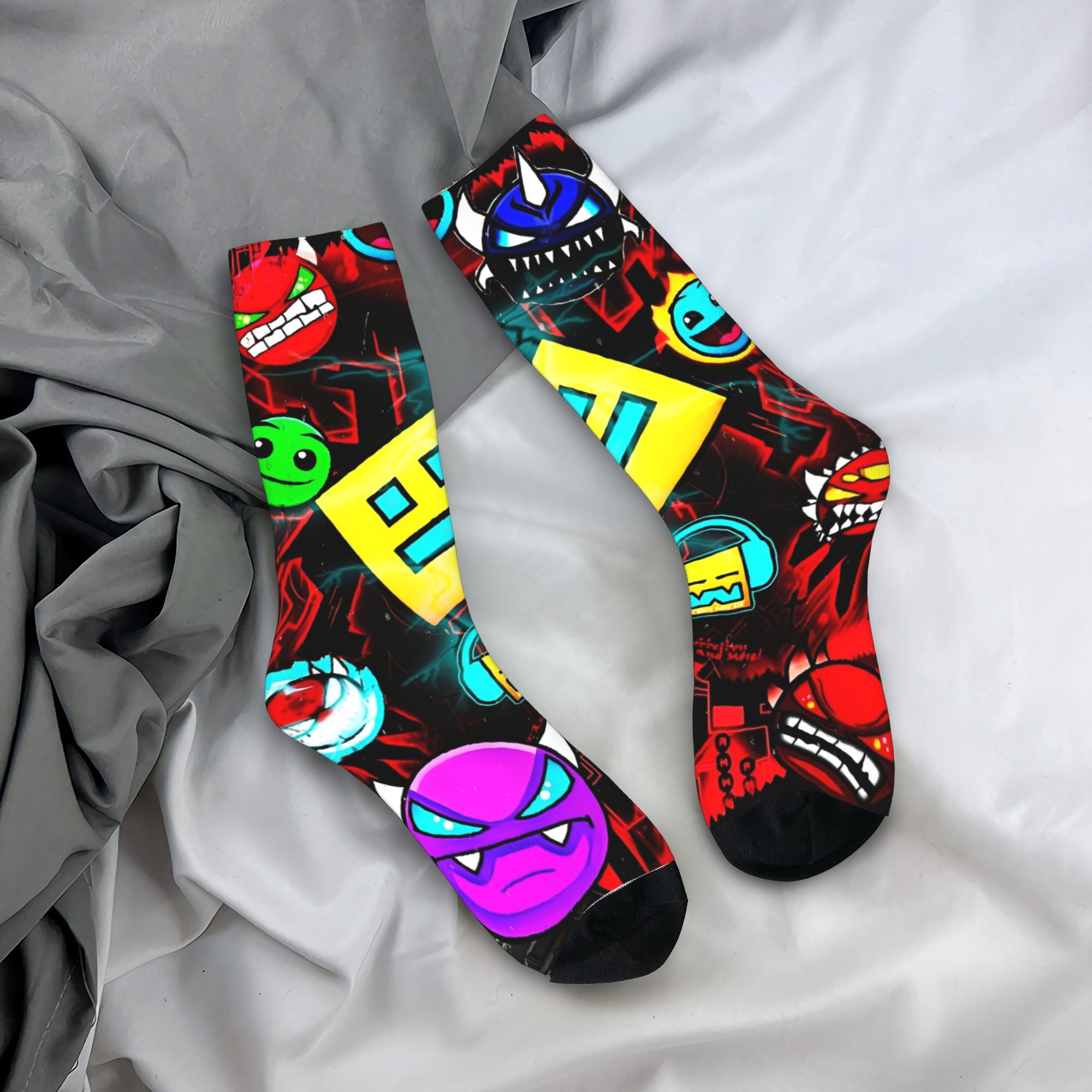 Retro Gaming Youtube - Geometri Oyun Çizgili Çorap Unisex Erkek