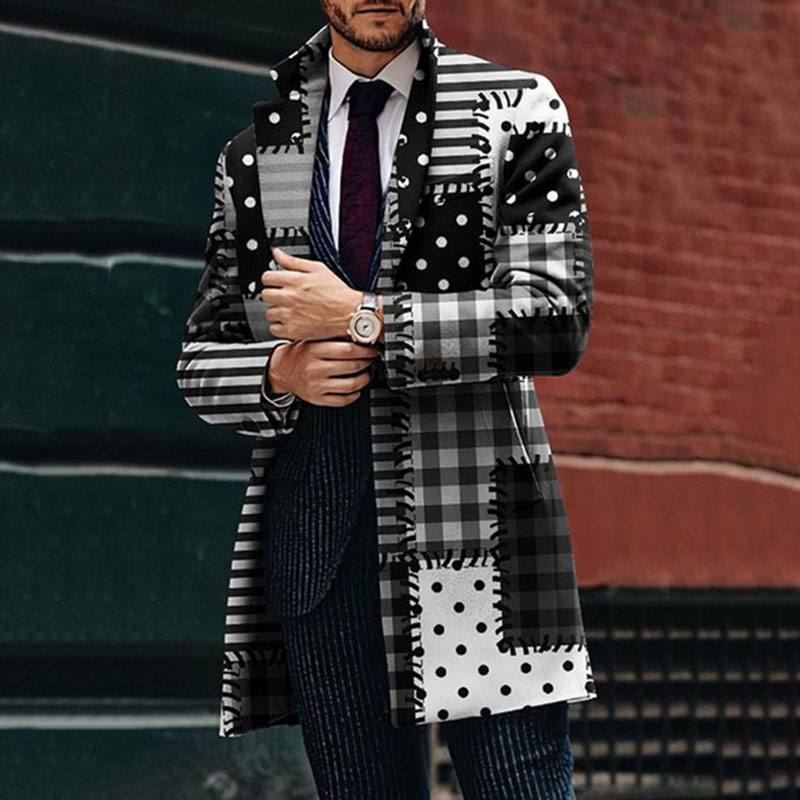 Retro Gaming Jacket - Retro Grafik Geo Baskı Colorblock Ceket